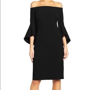 Chelsea28 black off the shoulder bell sleeve dress